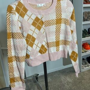 Plaid Pink and Mustard Sweater